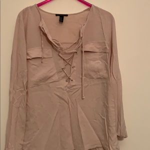 Lace up long sleep blouse